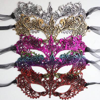 1pc/2pcs5pcs-Colorful Lace Eye Mask, Bar Party Makeup Ball Accessory Mask, Half Face Party Performance Accessory, Fake Princess Mask