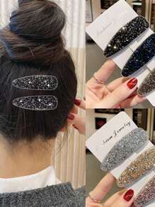 Water Drop Design Rhinestone Hair Clip, Shiny Hairpins For Bangs, Bun, Decorative Hair Accessories For Girls