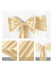 6/12pcs Satin Chair Belt Tie, Champagne Satin Chair Belt Bow Chair Cover Back Tie Supplies Suitable For Weddings, Receptions, Events, Banquets, Parties, Hotel Events, Chair Decoration - Multicolor - View 5