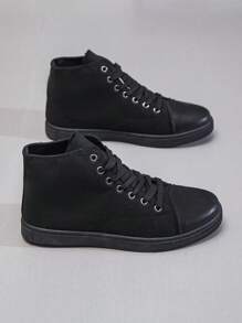 男士休閒運動鞋防滑學生運動鞋,全季節休閒時尚風格 - 黑色 - 查看 6