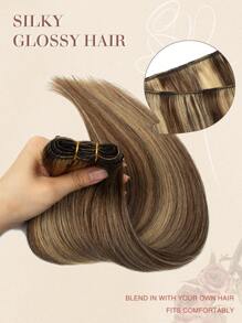 Extensões de cabelo costuradas, cabelo humano real Remy Weft, cabelo humano liso, pacotes de cabelo costurados, cabelo costurado com dupla trama, extensões de cabelo costuradas, cabelo humano para fantasias de Halloween, essenciais para festas, presentes de noiva, presentes de festival