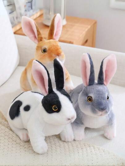 Lifelike Rabbit Plushies, 9.8in, Assorted Colors, Polyester, Perfect For Halloween, Thanksgiving, Christmas, New Year, Valentine'S Day, Mother'S Day, Carnival, Easter, Home, Office, Car, Outdoor Decor