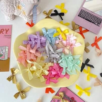 50 件芭蕾风格可爱迷你缎带蝴蝶结，DIY 时尚配饰装饰