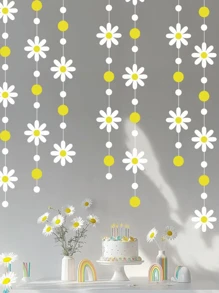 4M/13.12FT Korean Ins Style Daisy Banner - Flower Garland Birthday Party Decorations, Room Wall Hanging Ornaments, Creative Festive Atmosphere Decor