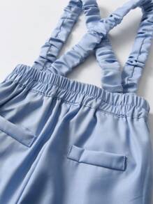 BOARNSEORL 两件套男童绅士套装 - 白色衬衫配领结和浅蓝色背带裤，时尚有型，适合生日派对、婚礼、宴会等场合。 - 淺藍色 - 查看 8