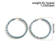 1 Paar Retro Mode übertriebene Denim-Effekt Stoff Creolen, einfache verdrehte Kreis Ohrringe für Frauen