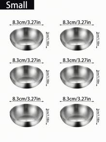 1 pieza/2 piezas/6 piezas Tazones pequeños de acero inoxidable plateado para alimentos, patatas fritas, pollo frito, fruta, postre, ensalada, aperitivos occidentales, dátiles, útiles escolares