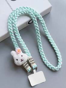 1 件可爱兔子手机挂绳，三股编织，三重，长斜挎带，毛绒兔子玩偶吊坠，时尚编织肩带，适合送给母亲、家人、朋友、生日、节日的手机挂饰、手机链的礼物 - 彩色 - 查看 6