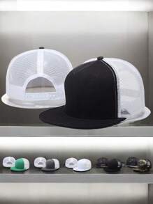 10 Flat Cap Trucker Baseball Visors Trailer Mesh - 彩色 - 查看 2