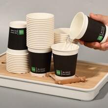[10/50 piezas] Taza de papel desechable con diseño de flor, taza doméstica gruesa y resistente al escalado para bebidas calientes, taza de café de alta gama