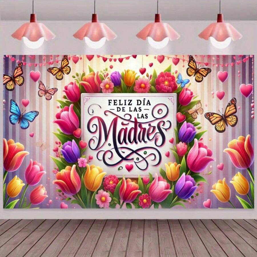 1 件，母亲节快乐庆祝背景布，多功能房间装饰，通用节日场景横幅，派对和家居装饰照片背景布，圣帕特里克节等等