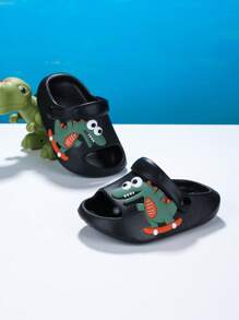 1 双婴儿动物图案透气防滑弹性踝带沙滩凉鞋，户外拖鞋 - 黑色 - 查看 6