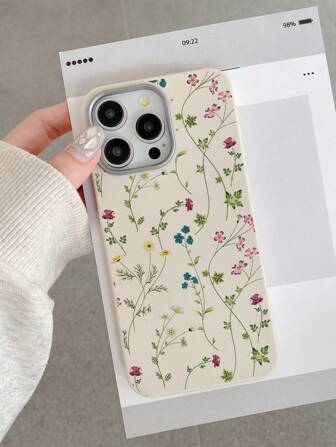 小号花卉手机壳 奢华米白色皮革纹理花卉印花手机壳和 Galaxy 兼容 13 15 16 Promax 16 14 15 16 Plus 手机壳和兼容三星手机壳 Galaxy 手机壳