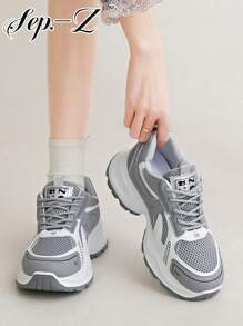 Damen Sneaker mit dicker Sohle, atmungsaktives Mesh, Vintage-Lässig-Stil, neue Frühjahr Sommer Herbst 2025 Schnürung, minimalistisch, modisch, bequem, Outdoor Campus Stil, studentisch, Alltagscasual, Chunky Sneaker