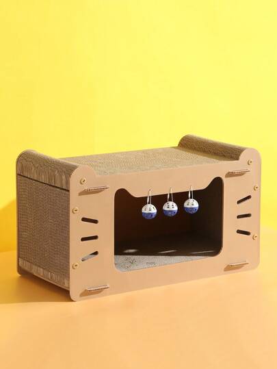 Cat Bed: Suitable For Indoor Cat Cube House, With Covered Cat Cave Bed And Furniture With Scratching Board And Hidden Canopy, PP Material, Raised Off The Ground To Avoid Dampness, Waterproof Bottom, Cute Modern Cat Apartment Suitable For Small To Medium Pets And Kittens, Natural Wood Color. Cat Climbing Frame: Vertical Cat Climbing Frame With Ball Toy, Suitable For Indoor Cats. Two Sizes Available.