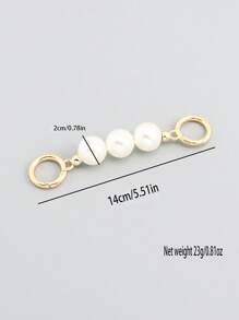 1pc 14cm/5.51in Shiny Pearl Extender Chain Handbag Shoulder Strap Extension Chain With Double Buckle Bag Accessory Decoration And Modification Summer - Multicolor - View 3