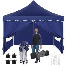 COBIZI Gazebo pieghevole 3x3 gazebo pop-up stabile impermeabile pieghevole 3x3m tenda da festa invernale, con 4 pareti laterali, 4 sacchi di sabbia, 4 corde, 4 picchetti, palo con bordo spesso 0,6 mm, 310 cm di altezza, nero