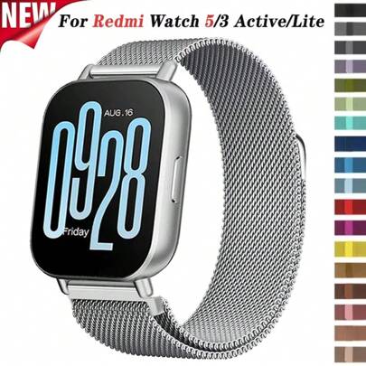 Correa Milanesa compatible con Xiaomi Redmi Watch 5 3 Active, banda de acero inoxidable de lazo sencillo metálica, compatible con Redmi Watch 5 3 Lite, brazalete magnético