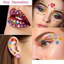 2/4/6 Pieces Mini Hearts & Stars Rhinestone Decals - Vibrant Acrylic Floral Appliques For Makeup, Eye Makeup Embellishments And Crafts - Ideal For Jewelry Making!