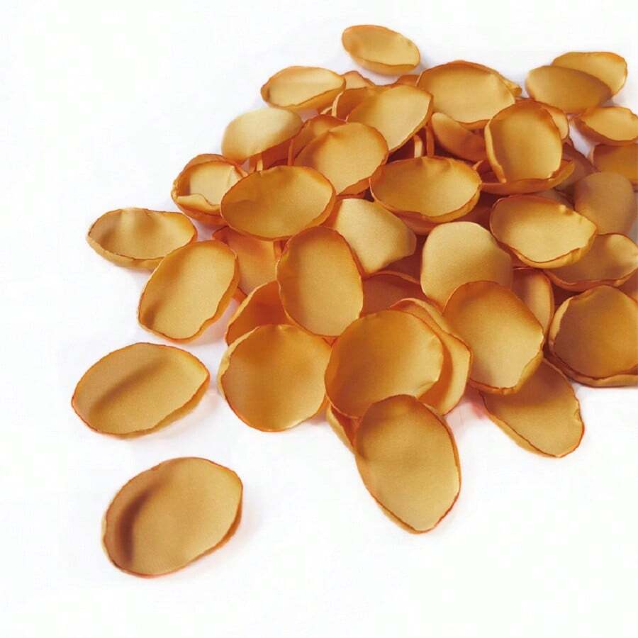 4.5厘米 100片金色玫瑰花瓣，玫瑰花瓣，丝绸玫瑰花瓣，适用于婚礼走道抛洒、桌面摆饰、派对装饰、浪漫之夜、情人节家居装饰