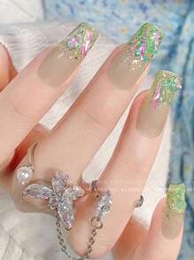100PCS Mixed Shape Aurora Glass Crystal Nail Art Rhinestone Nail Gem Rainbow Flat Back Rhinestone Used For 3D DIY Nail Art Crafts Jewelry Decoration