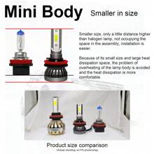 2pcs Roadsun LED Car Headlight Bulbs - H1 H4 H7 H11 9005/HB3 9006/HB4, 6000K White Light, 30000LM, 300W High/Low Beam, 1:1 Beam Design, 12-24V Aluminum Alloy High-Strength Car Lighting, Enhance Driving, Super Cooling System