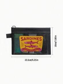 Mesh Large-Capacity Portable Cosmetic Bag With Cartoon Pattern, College Style Charger Storage Bag, Air Cushion Storage Portable Storage Bag, Cosmetic Bag, Cosmetic Storage Bag, Skin Care Product Bag, Travel Essentials, Dormitory Supplies