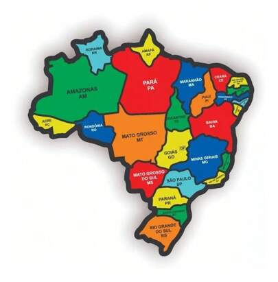 Quebra Cabeça Infantil Mapa Do Brasil Em Mdf Colorido 25 Cm