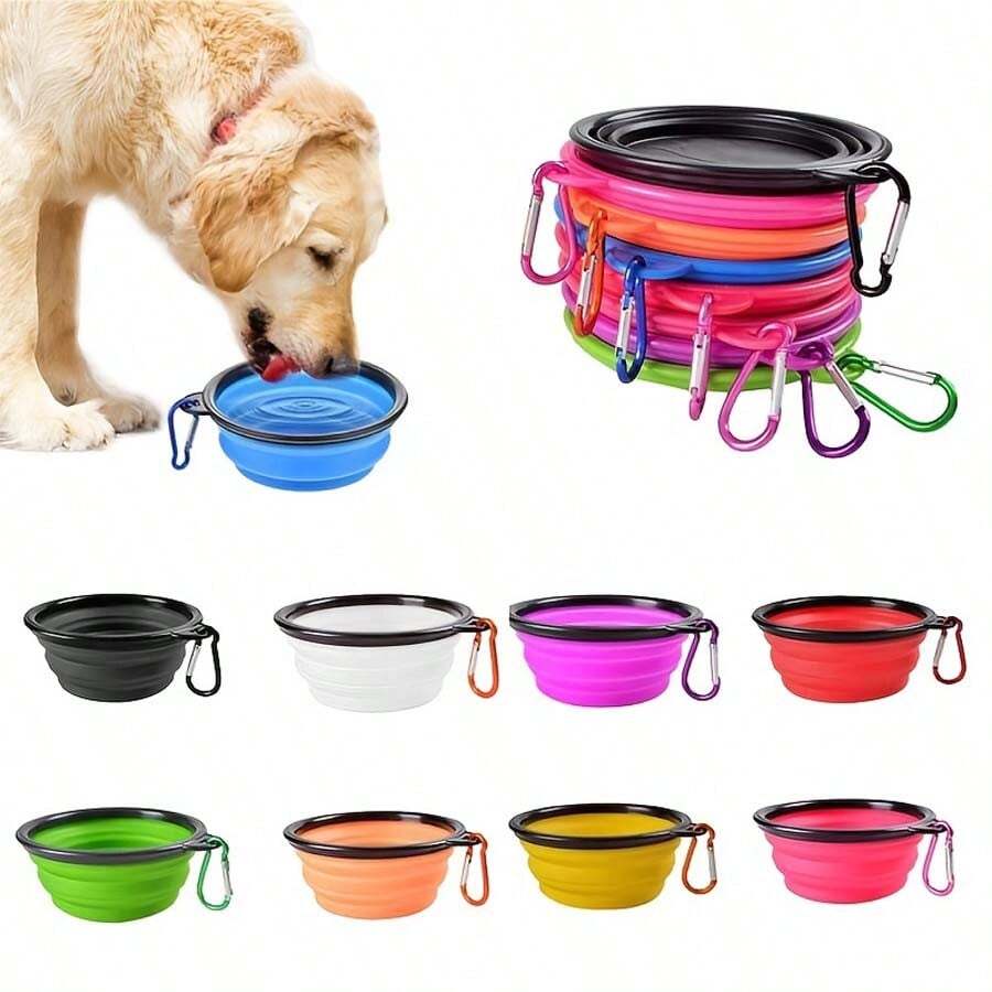 1 pièce Bol à nourriture pour animaux de compagnie portable : Bol pliable en TPR pour chats et chiens, bols à nourriture et à eau pour animaux de compagnie à suspendre pour le voyage à l'extérieur