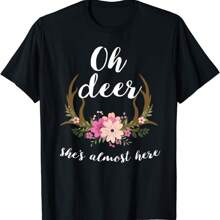 Oh Deer She's Almost Here-Baby Shower T-Shirt - Black - View 1