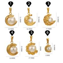 1 件 304 不锈钢内铸可旋转仿珍珠吊坠手工制作，女士佩戴 18k 镀金 DIY 项链吊坠珠宝时尚配饰 - 吊墜 - 查看 6