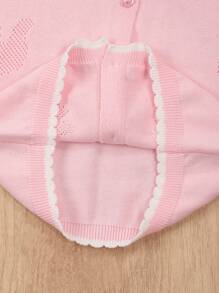 Young Girl Floral Hollow-Out Lightweight Ruffled Cardigan, Casual Windbreaker Anti-UV Thin Long Sleeve Knitted Top Suitable For Spring/Summer/Autumn