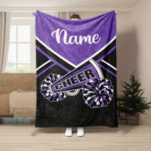 Custom Cheerleader Name Printed Flannel Fleece Throw Blanket, Personalized Soft Warm Digital Print Flannel Blanket For Sofa, Bed, Travel, Camping, Living Room, Office - Machine Washable, Contemporary Style, All-Season Multipurpose,Letter,Ornamental,Exquisite,Stylish,Modern,Casual,Custom,Personalised,Unique,Customized,Baby Gifts,Ideal Gifts For Him,Ideal Gifts For Her,Son,Daughter