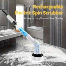 IAGREEA Multi-Functional Electric Spin Scrubber With 6 Replaceable Brush Heads - USB Rechargeable, Cordless Tile, Grout, And Carpet Cleaner, 2000mAh Lithium Battery-Powered, Upholstery And Bathroom Cleaning Machine With Detachable Head And Built-In Liquid Dispenser