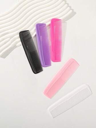 5 st bärbara hårkammar, färgade småtandade kammar, tjocka och glesa plastkammar, håraccessoarer, hårstylingverktyg