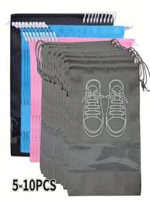1/5/10pcs Non-Woven Shoe Storage Bag Bundle Pocket Household Travel Storage Bag Dustproof And Moisture-Proof Bag Draw Rope Shoe Bag
