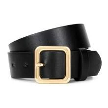 1pc Plus Size Women's PU Belt Jeans Dress Fashionable Women's Black Belt With Square Buckle