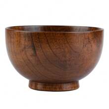 Bol en bois naturel fait à la main pour enfant, récipient pour aliments, vaisselle résistante à la chaleur (11 cm)