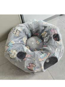 1 pièce Tunnel de lit en peluche pour chat pliable et transformable en forme de S/rond, avec coussin moelleux