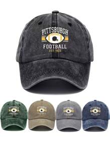 1 件男女通用匹兹堡足球队棒球帽，复古做旧休闲卡车司机帽，美式风格，适合日常通勤、约会、旅行，多种颜色可选
