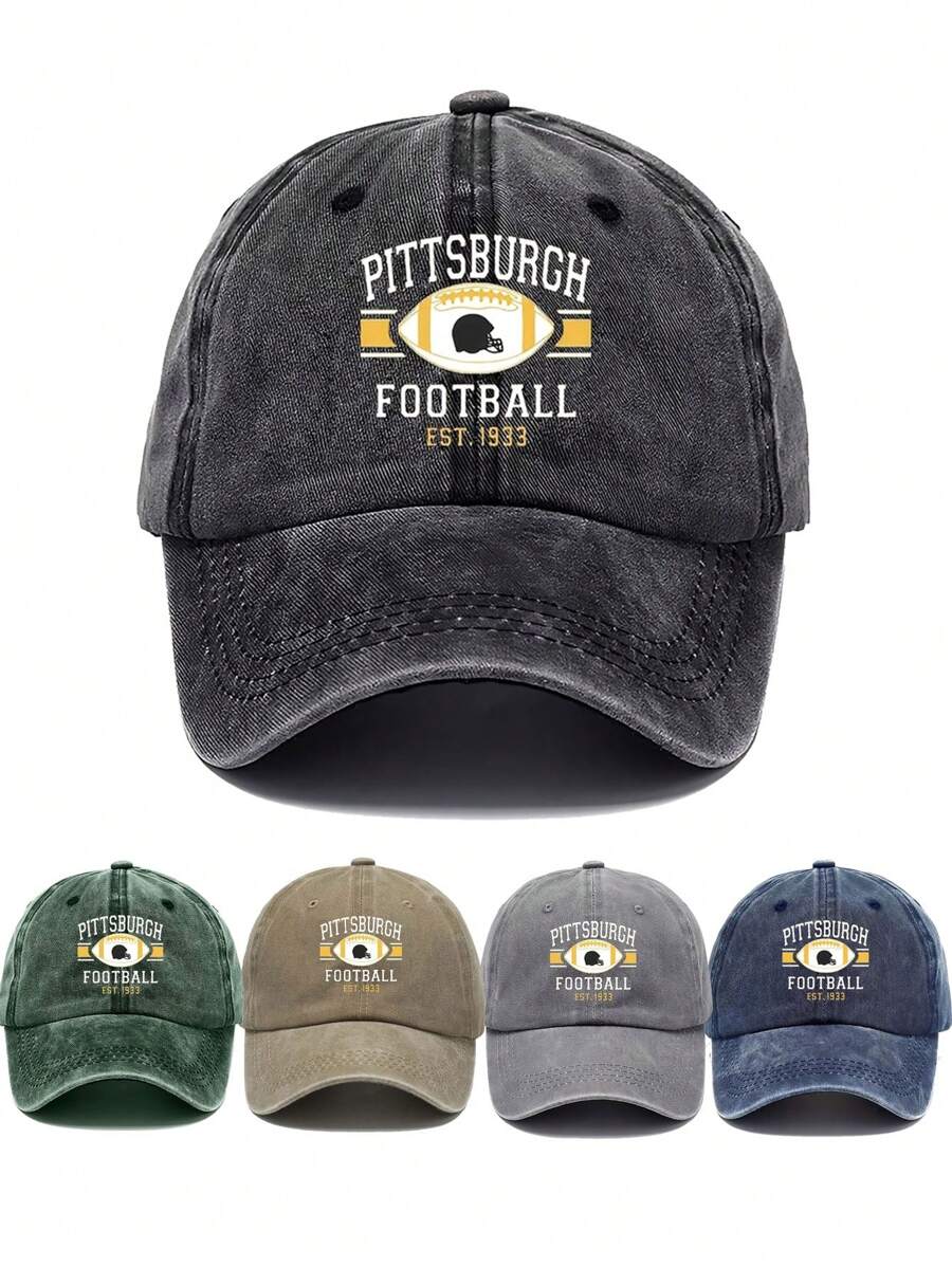 1 件男女通用匹兹堡足球队棒球帽，复古做旧休闲卡车司机帽，美式风格，适合日常通勤、约会、旅行，多种颜色可选