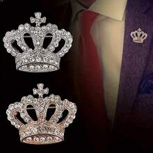 1 pezzo Spilla a forma di corona con strass luccicanti, accessorio alla moda antiscivolo per le donne, spilla decorativa di alta qualità per abbigliamento professionale
