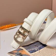 女士腰带，金色 CH 扣 - 适合牛仔裤、连衣裙、休闲装和街头服饰，多功能配饰 | 适合日常通勤、派对、婚礼等夏季、学校秋季、秋季、万圣节 - 彩色 - 查看 10