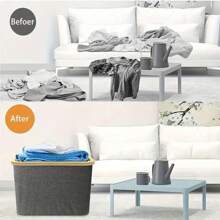 1 Cesta ideal para ropa sucia, cesta de almacenamiento, caja de almacenamiento, capacidad grande de 52l, marco de bambú, tela Oxford gruesa, varilla de soporte de bambú, resistente, plegable, adecuado para organizar ropa, juguetes, libros y artículos varios en dormitorios, armarios, baños, maternidad y habitaciones de bebé - Beige/Gris