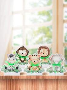 12 pièces Boîte cadeau thème animal, Mini boîte cadeau animal de la jungle avec ruban vert, boîte d'emballage style animal de la jungle pour la décoration de salle de fête d'anniversaire, baby shower, faveurs de fête de printemps