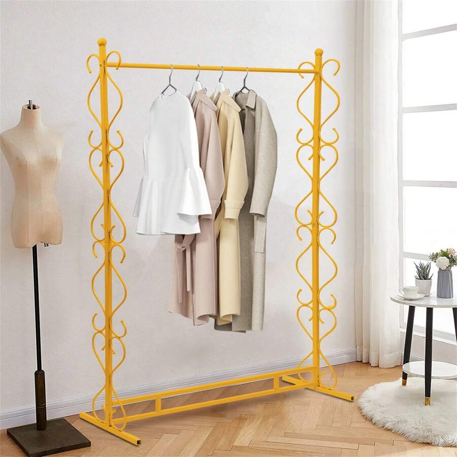 CNCEST 衣架 80 英寸高婚纱展示架重型商用服装架杆金属落地式悬挂管架用于悬挂衣服外套裙子衬衫毛衣（白色/金色）其他衣架和衣架返校旅行必需品房间装饰、家居装饰、卧室装饰存储组织和存储