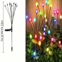 1 件 10 LED 太阳能户外花园灯 - 高效节能，触摸控制景观照明，抛光镍表面，易于安装在草坪和庭院装饰杆上，太阳能花园灯