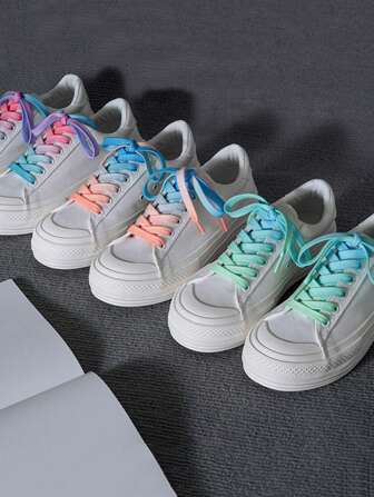 全新渐变色鞋带替换件，适用于时尚低帮运动鞋、休闲运动鞋