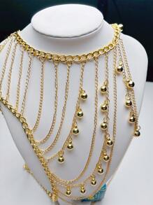 1pc Street Style Fringe & Chain Design Fashionable Shoulder & Body Chain For Women, Punk Style