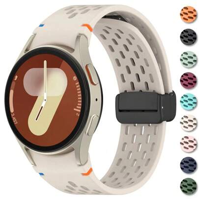No Gaps Silicone Strap Compatible With Samsung Galaxy Watch 7 6 5 4 FE 40/44mm 5Pro 45mm Magnetic Band Compatible With Galaxy Watch 6Classic 47 Bracelet